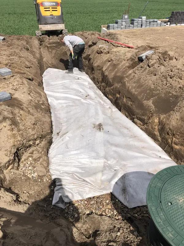 Einbau von Geotextil